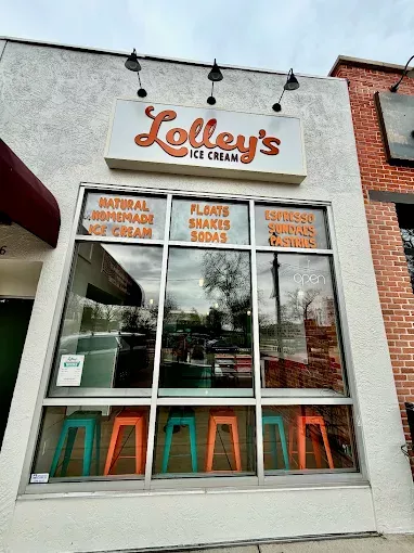 The storefront of Lolley's Ice Cream in downtown Colorado Springs